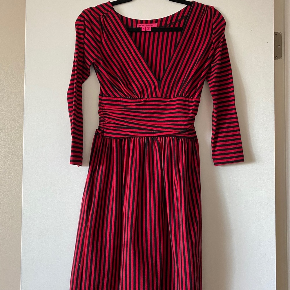 Red and black striped dress